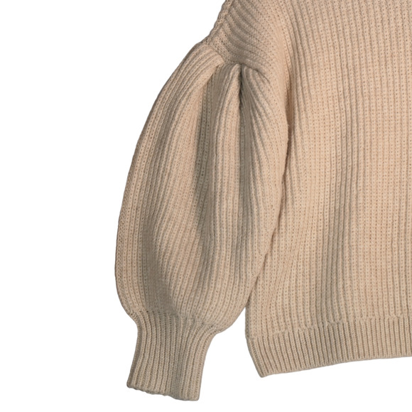 Free Assembly Sweater Women XXL Beige Cowl Neck Balloon Sleeves Chunky Knit - Picture 3 of 6